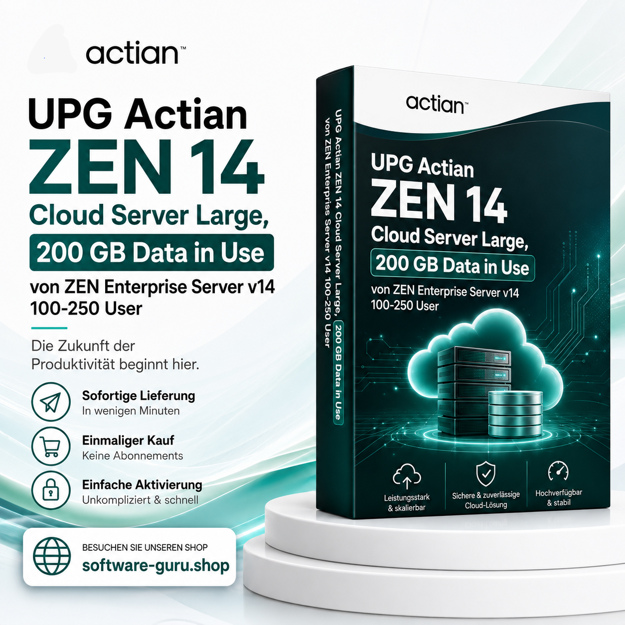 UPG Actian ZEN 14 Cloud Server Large, 200 GB Data in Use, von ZEN Enterprise Server v14 100-250 User