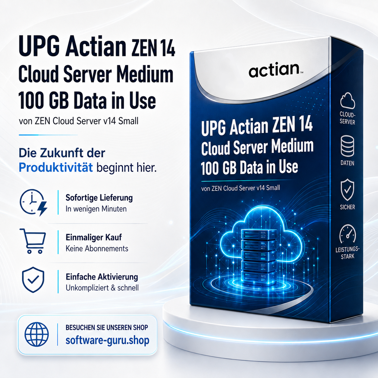 UPG Actian ZEN 14 Cloud Server Medium, 100 GB Data in Use, von ZEN Cloud Server v14 Small