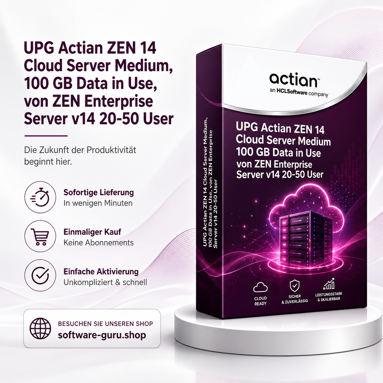 UPG Actian ZEN 14 Cloud Server Medium, 100 GB Data in Use, von ZEN Enterprise Server v14 20-50 User