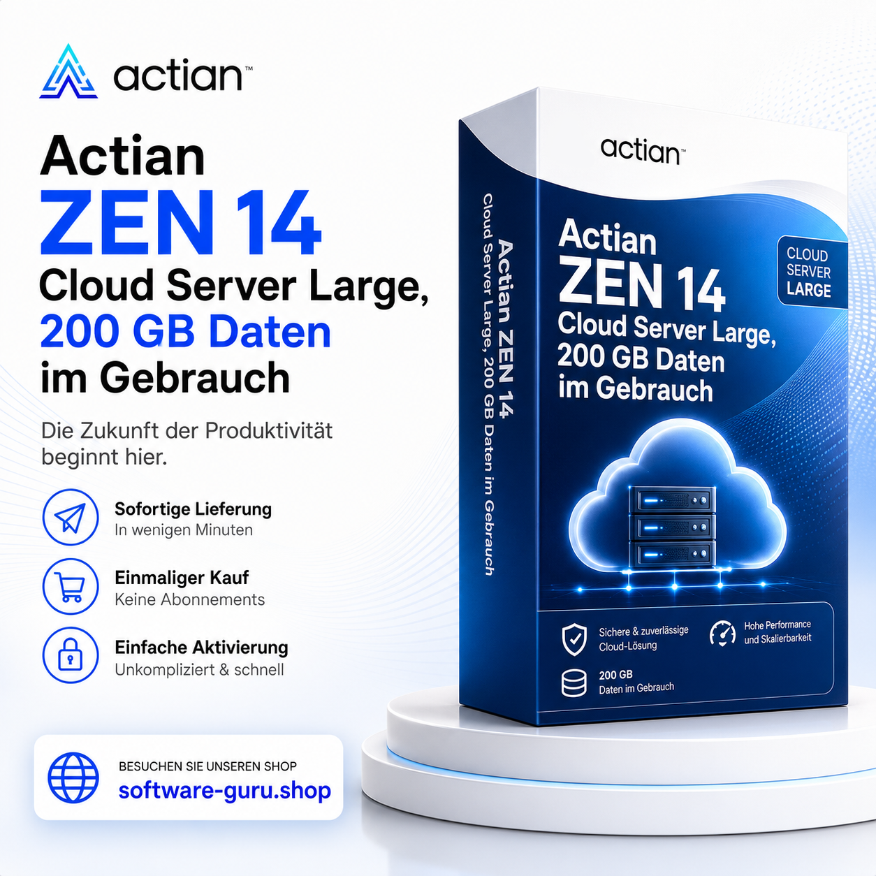 Actian ZEN 14 Cloud Server Large, 200 GB Daten im Gebrauch