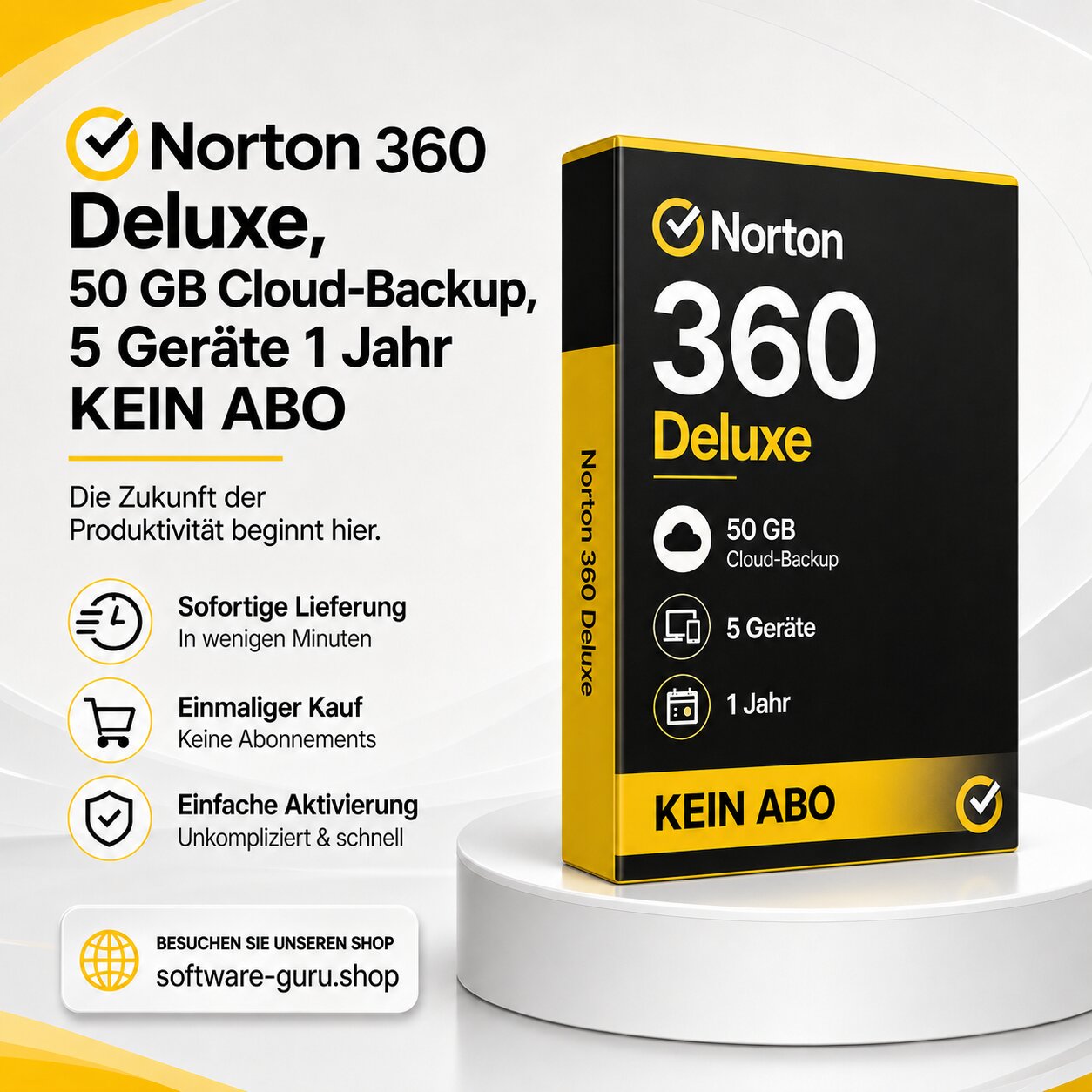 Norton 360 Deluxe, 50 GB Cloud-Backup, 5 Geräte 1 Jahr KEIN ABO