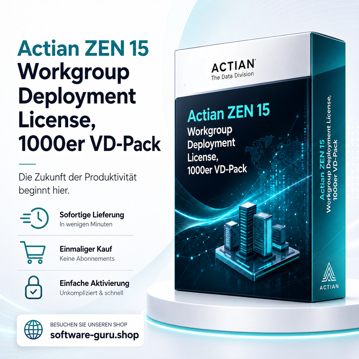 Actian ZEN 15 Workgroup Deployment License, 1000er VD-Pack