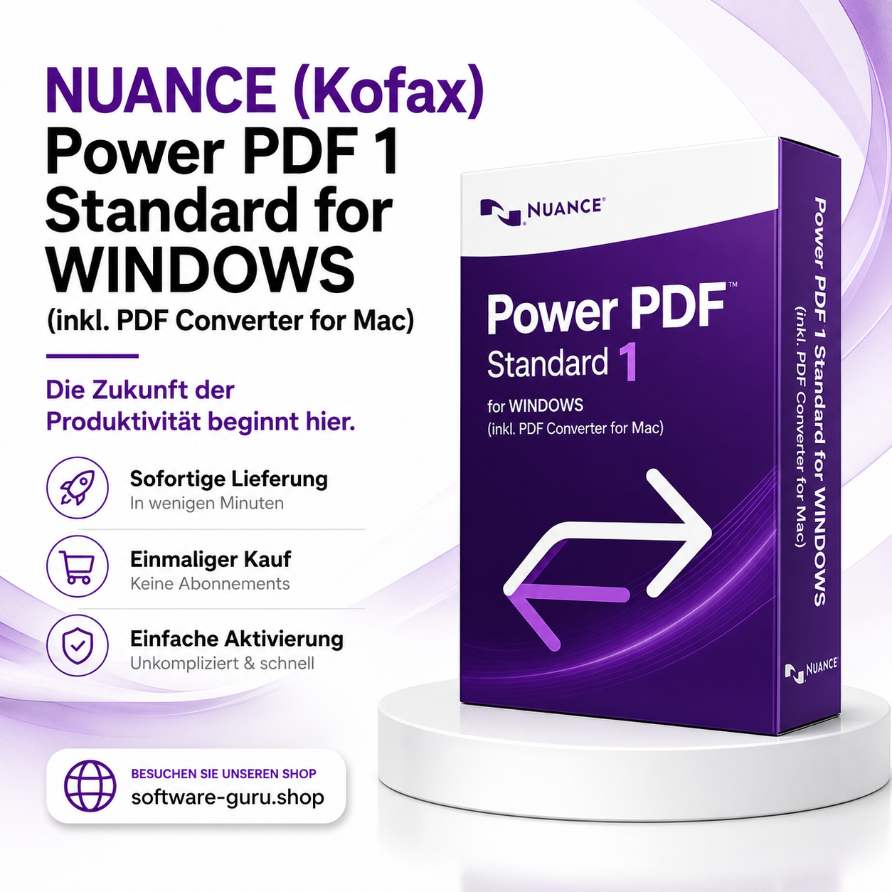 NUANCE (Kofax) Power PDF 1 Standard for WINDOWS (inkl. PDF Converter for Mac)
