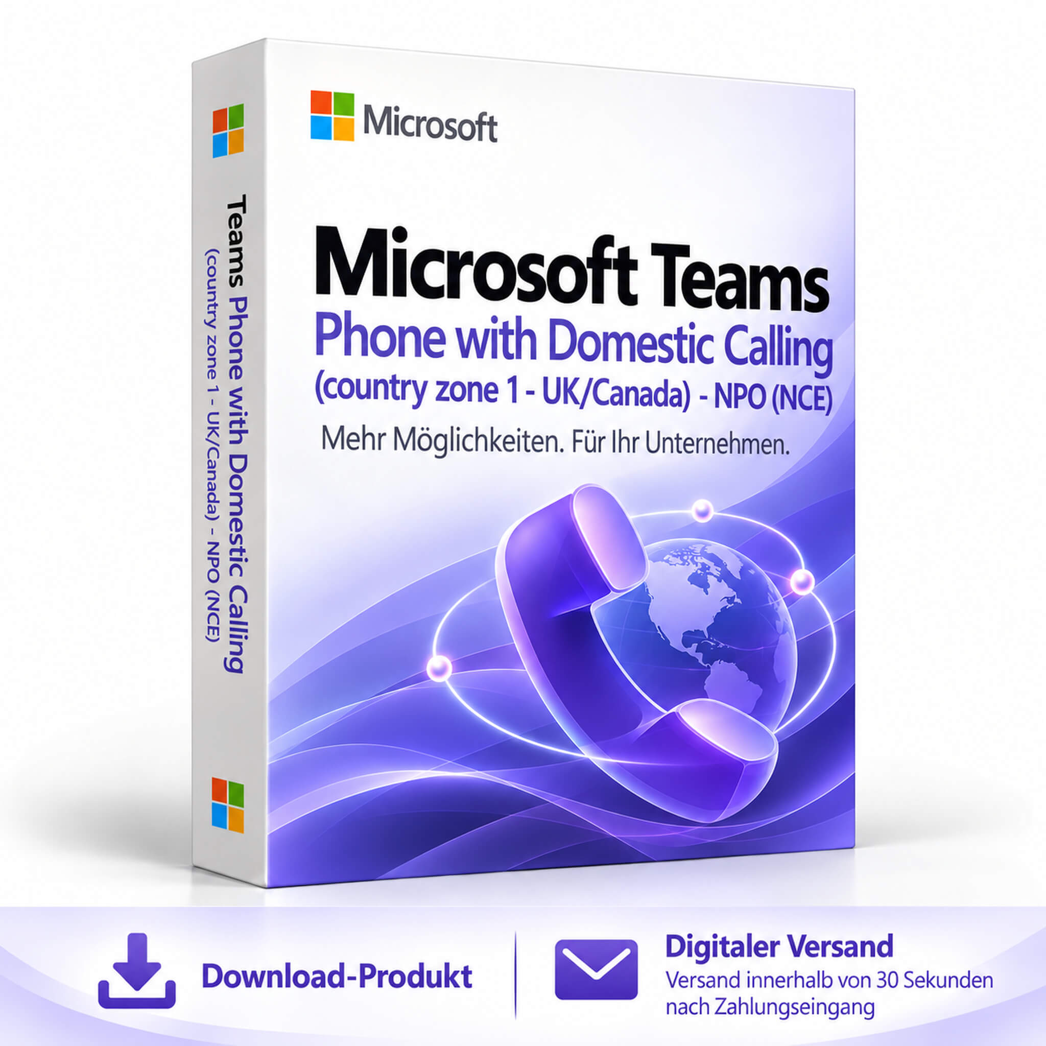 Microsoft Teams Phone with domestic calling (country zone 1 - UK/Canada) - NPO (NCE)