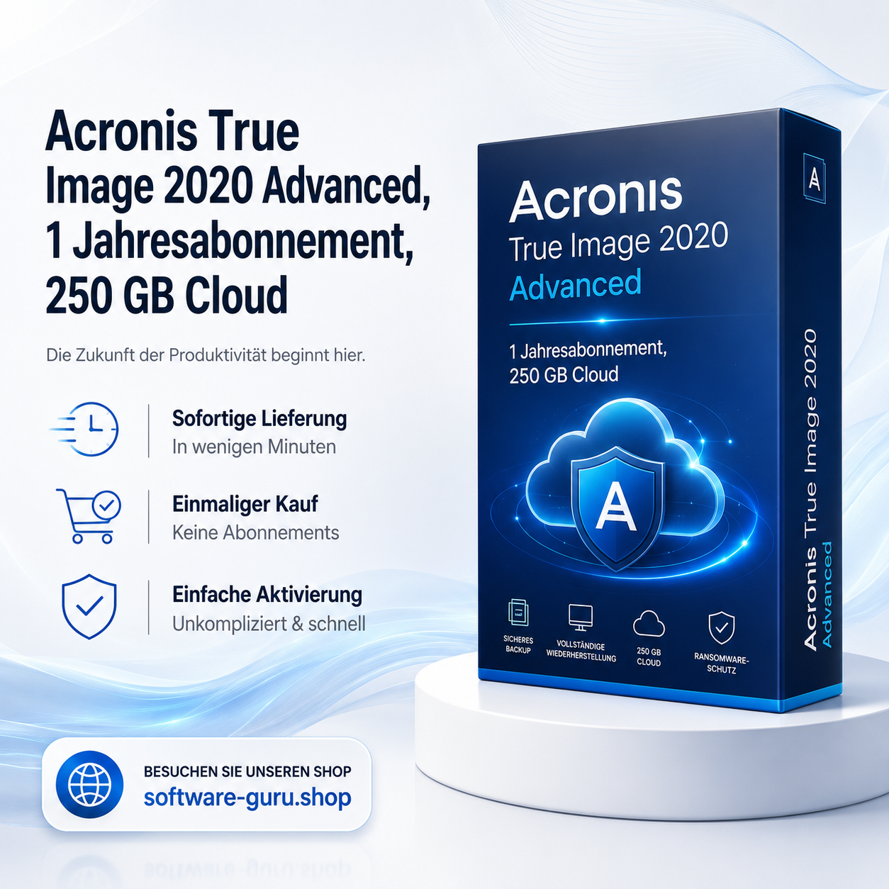 Acronis True Image 2020 Advanced, 1 Jahresabonnement, 250 GB Cloud