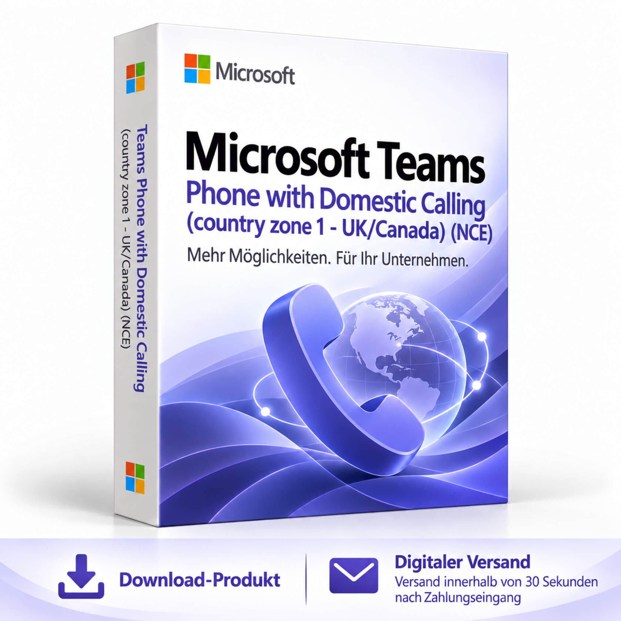 Microsoft Teams Phone with domestic calling (country zone 1 - UK/Canada) (NCE)
